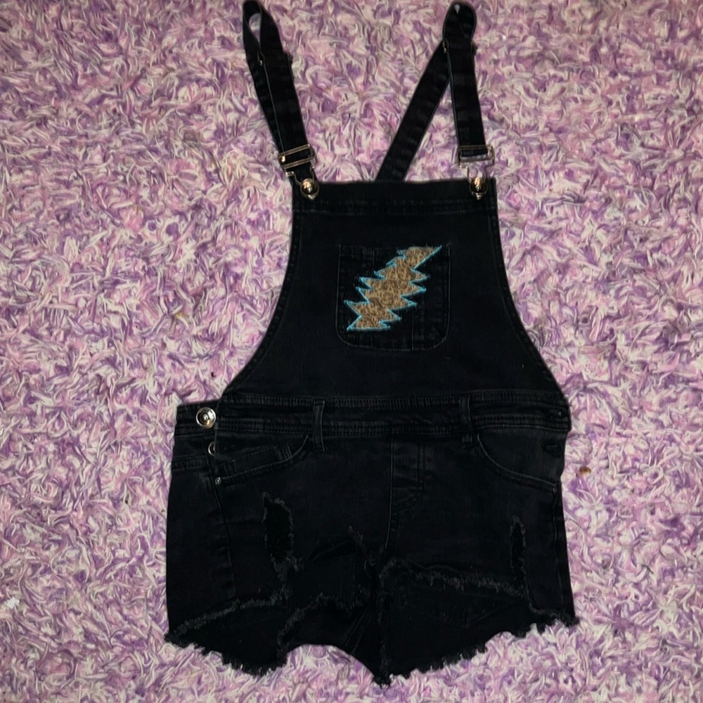 overalls with Grateful Dead patch